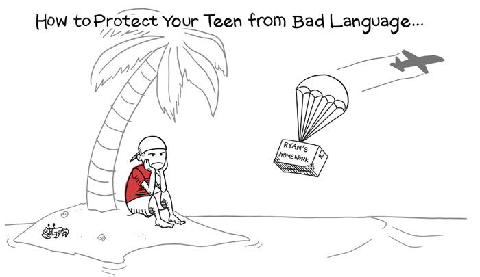 teen isolated on island to protect from bad language