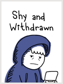 boy in hoodie using tablet: "shy and withdrawn."