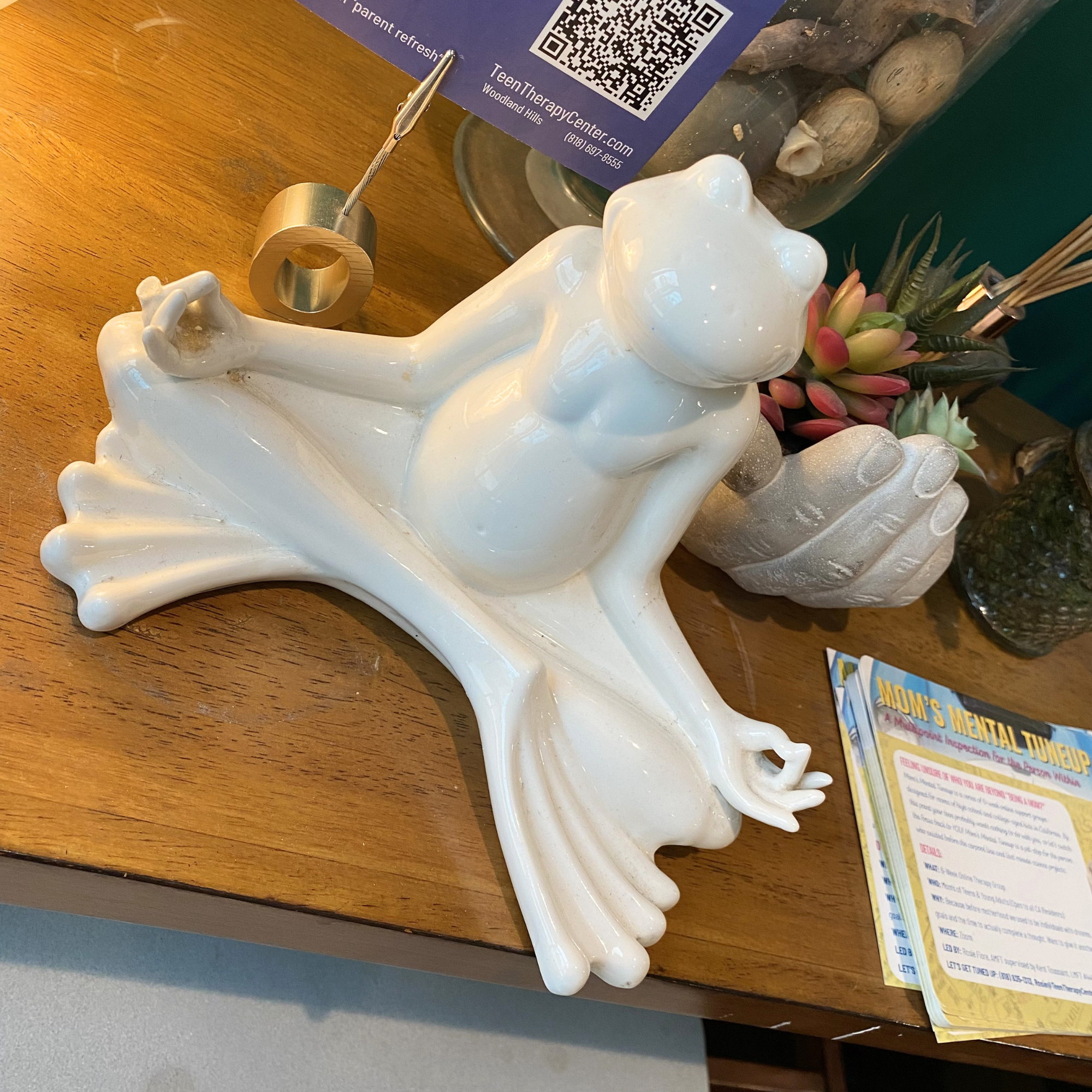 ceramic piece frog in lotus pose