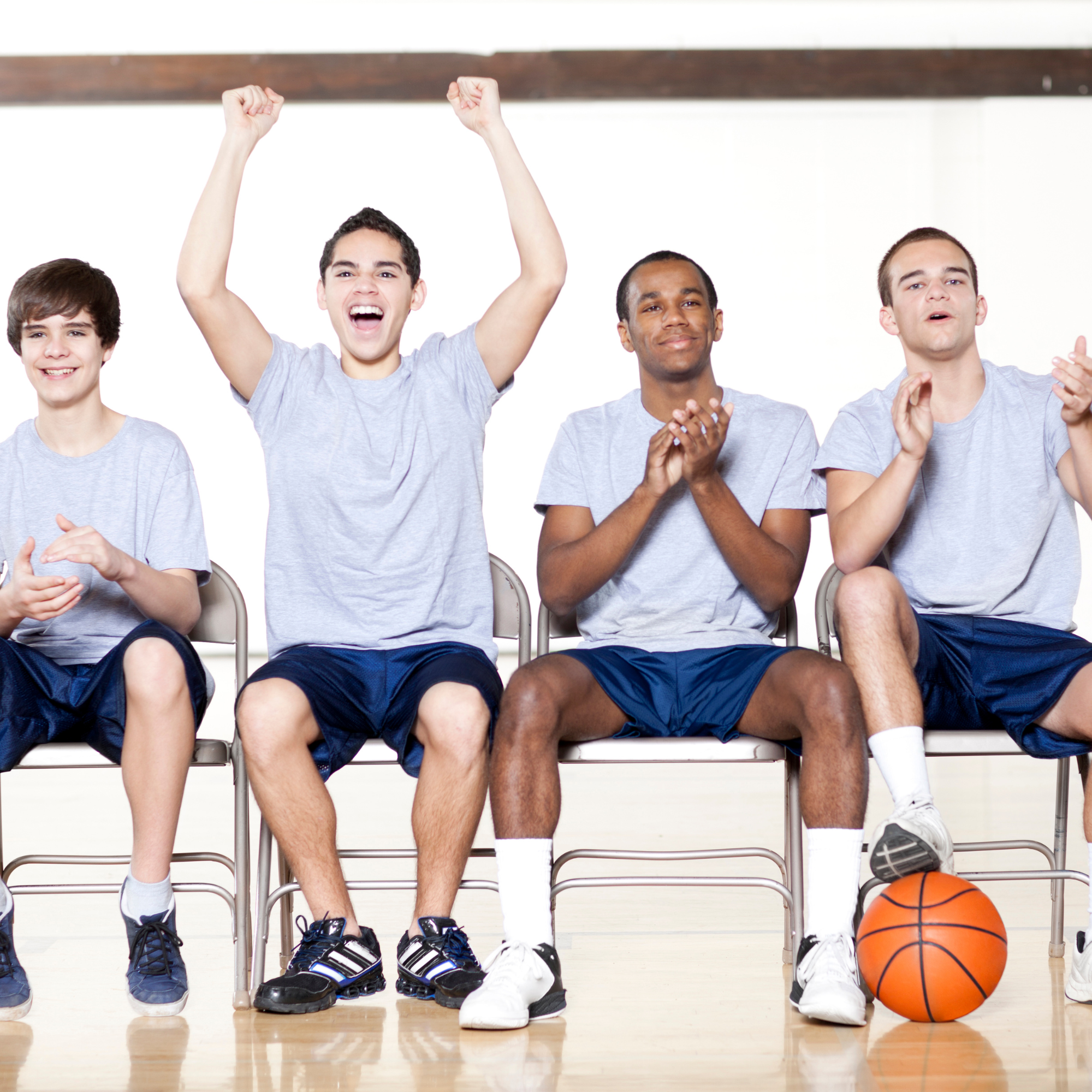 high school boys are ready to play basketball
