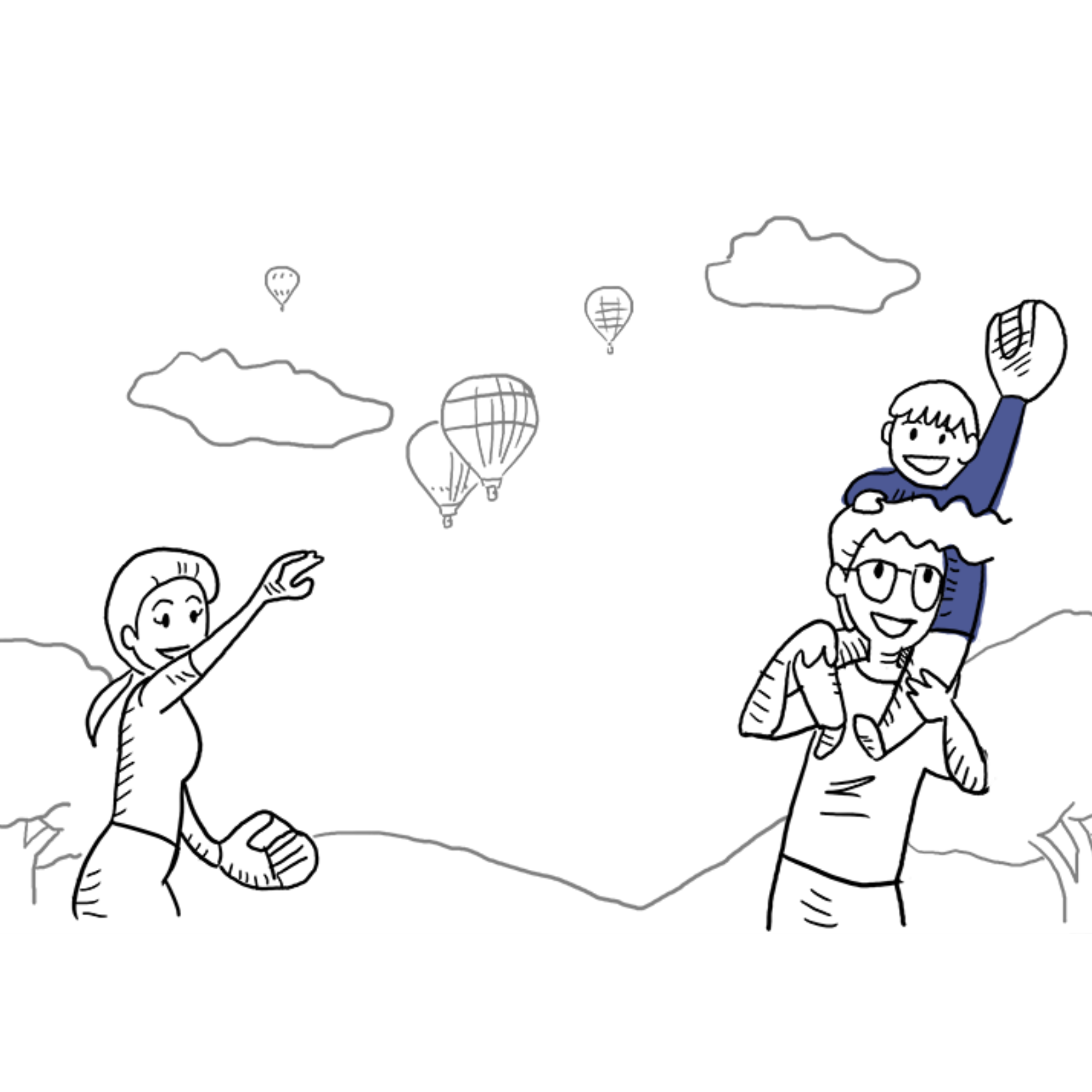 mom and dad play catch with child