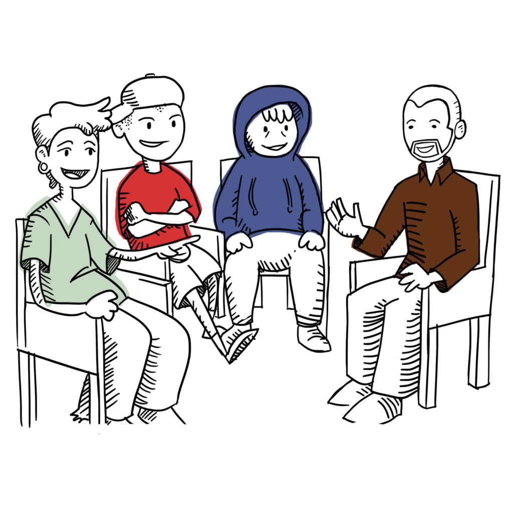 teen boys interacting in therapy group