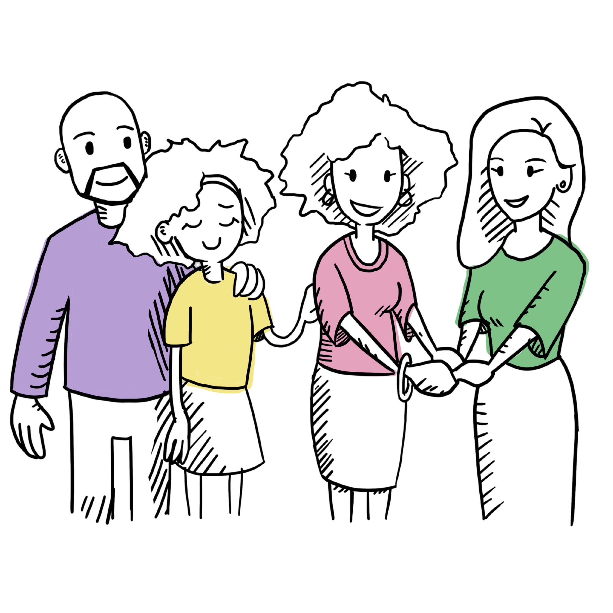 therapist and family look happy